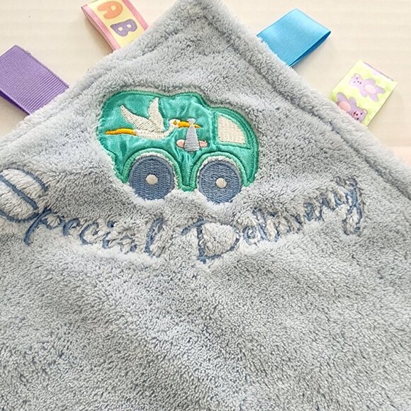 Taggies Love Notes blue lovey security blanket Special Delivery Car Stork Baby - Picture 2 of 6